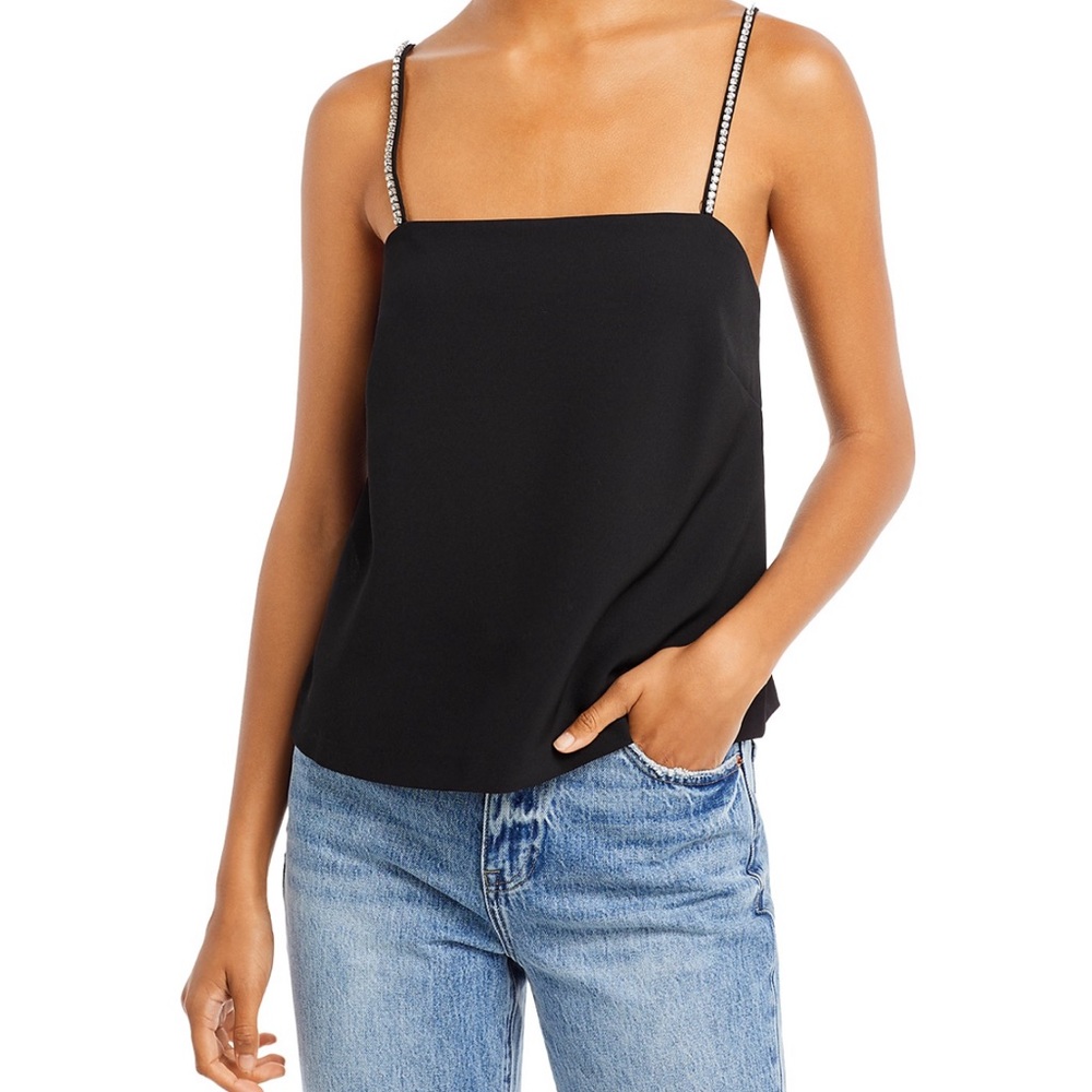 Aqua Rhinestone Strap Camisole Top